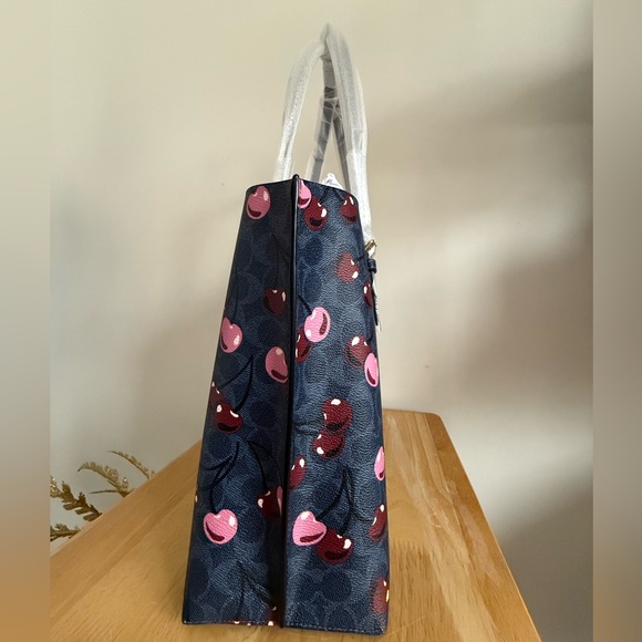 NWT Coach Mollie Tote In Signature Canvas With Cherry Print CAA73 - Picture 9 of 11